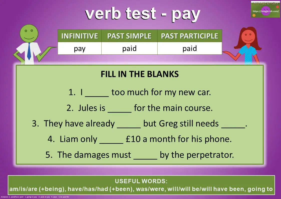 verb test - pay