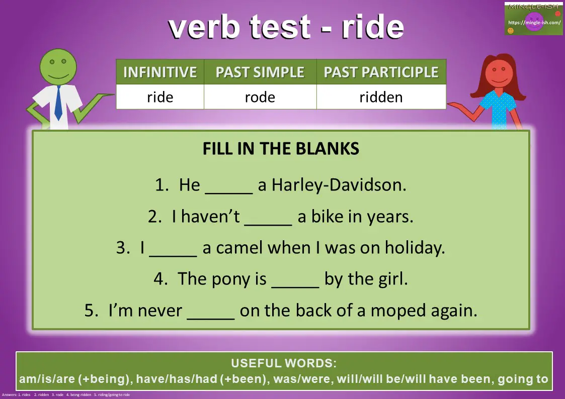 verb test - ride