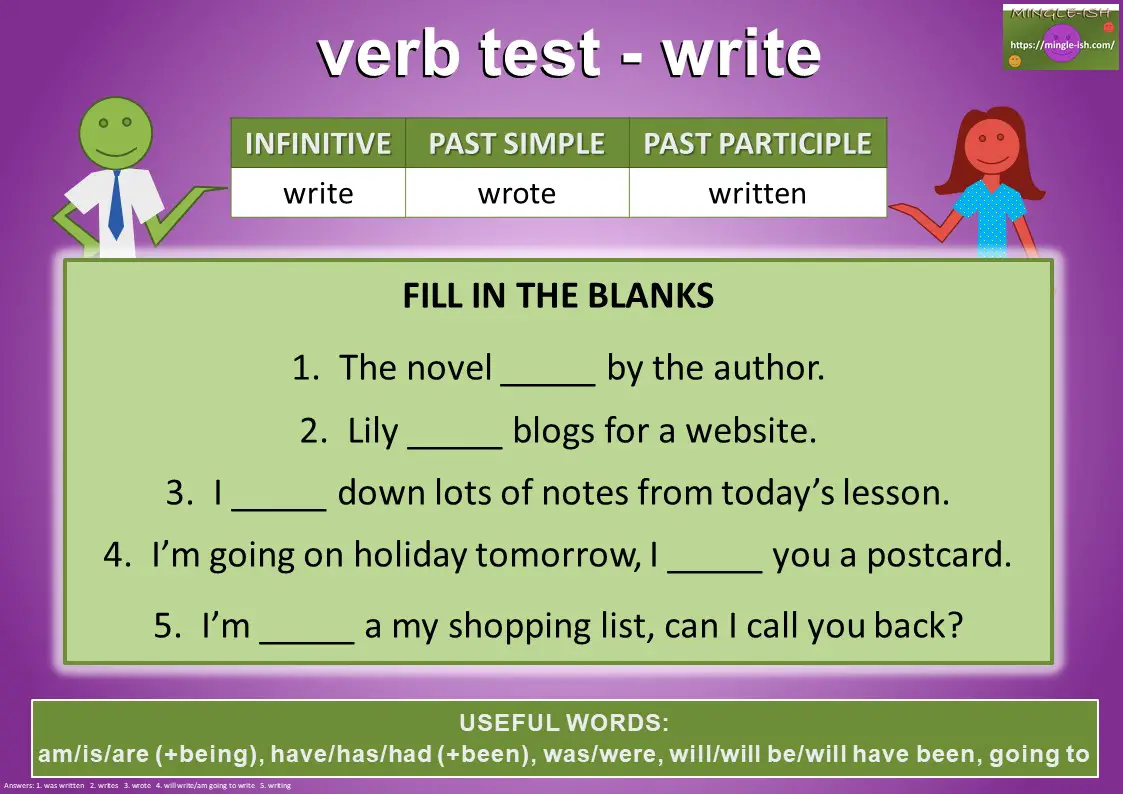 verb test - write