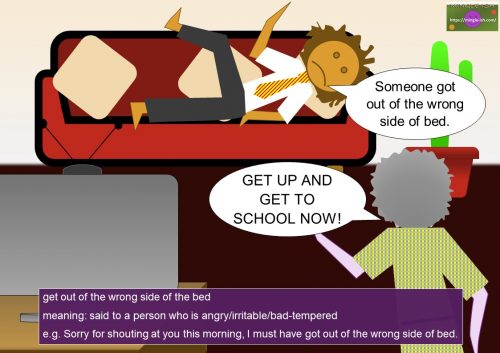 Idioms with verbs - GET - get out of the wrong side of the bed