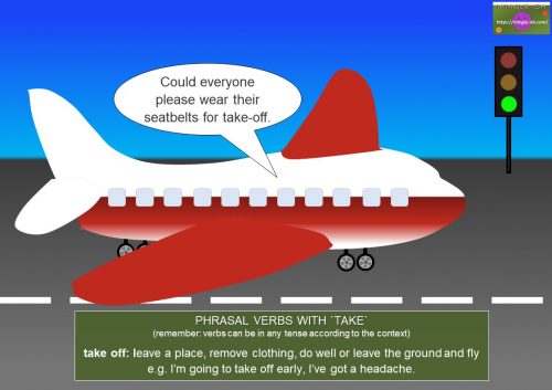 travel expressions - phrasal verbs - take off