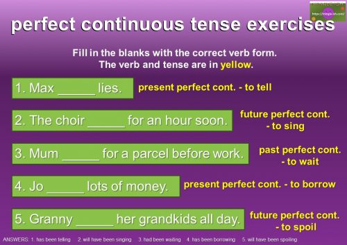 perfect continuous tense structure exercises