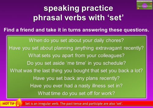 english phrasal verbs speaking practice - set
