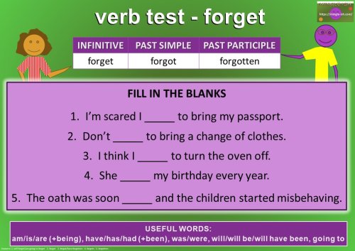 irregular verbs test