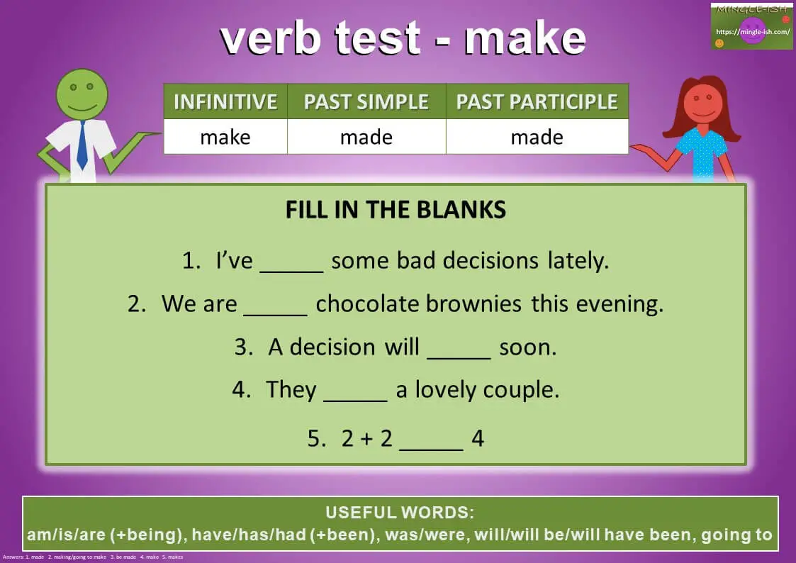 Глаголы тест 11 класс