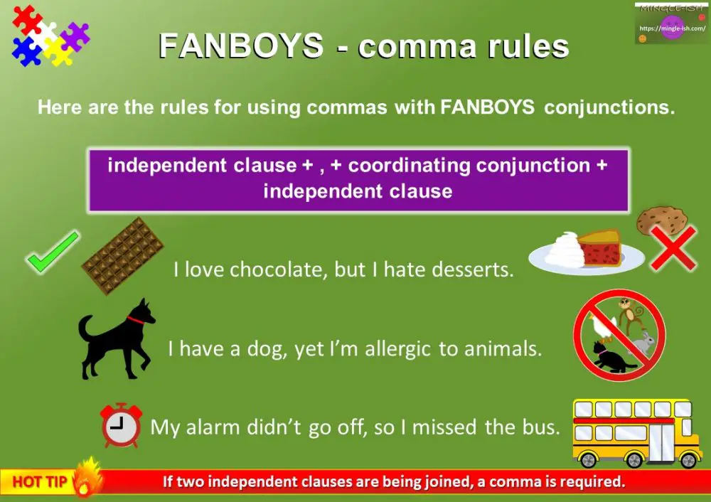 Coordinating conjunctions fanboys mingle ish