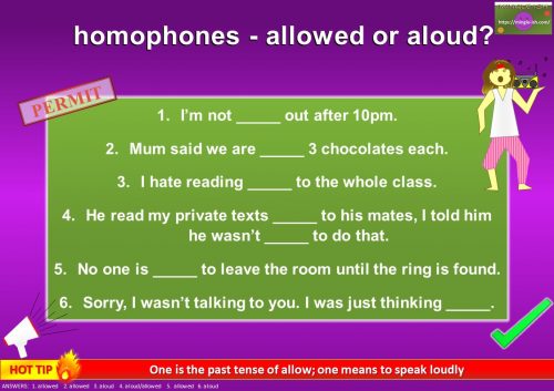 homophones words worksheet ks2 - allowed or aloud