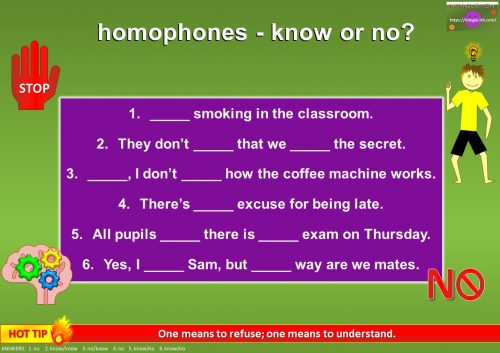 homophones words worksheet ks2 - know or no