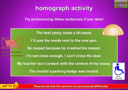 homographs pronunciation worksheet