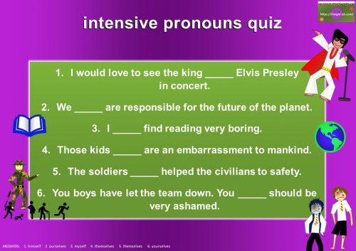 intensive pronoun quiz worksheet
