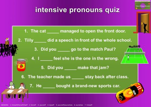 intensive pronouns quiz worksheet