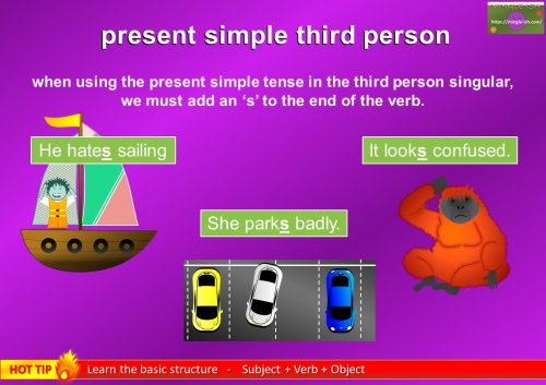present simple third person singular