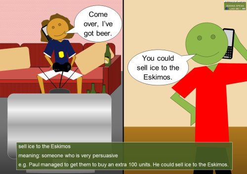 skating idioms and sayings - sell ice to the Eskimos meaning