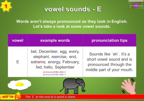 vowel sounds - E (short vowel sound)