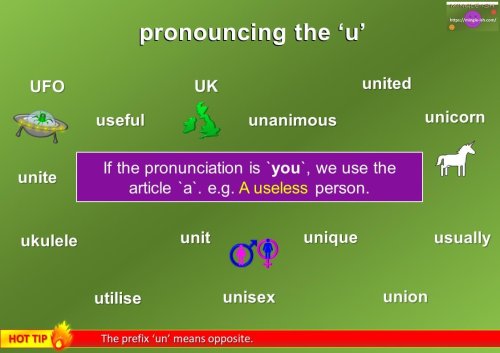 sounds of vowel u - you