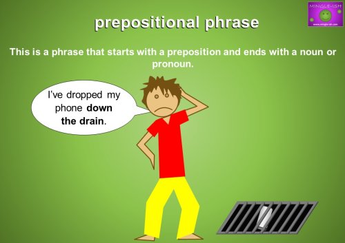 prepositional phrase examples - down