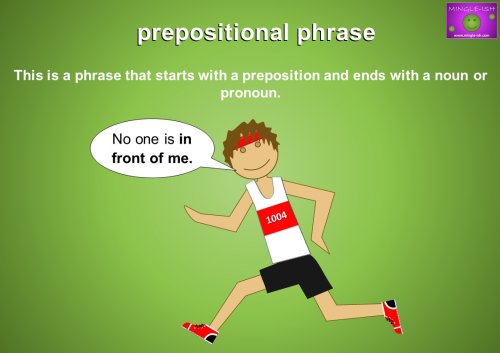 prepositional phrase examples - in front of
