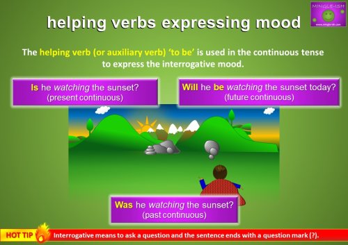 helping verbs expressing mood - continuous tense