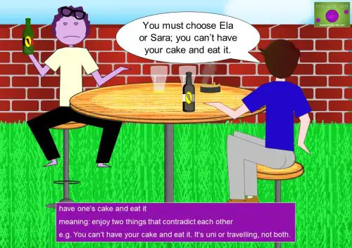 Idioms with verbs - EAT - have one’s cake and eat it