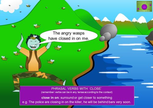 phrasal verbs with close - close in on