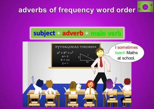 adverbs of frequency word order - subject + adverb + main verb