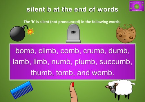 examples of silent b at the end of words