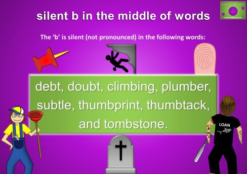 examples of silent b in the middle of words