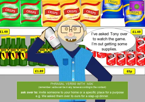 Illustration of a man in a store getting supplies after asking a friend over to watch the game
