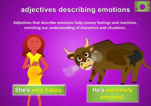 shows examples of how adjectives describe emotions