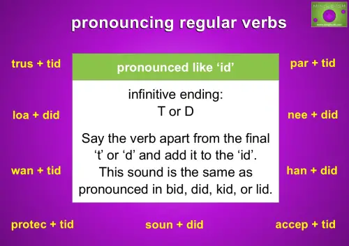 ed pronunciation rule for regular verbs - infinitive ending in t or d