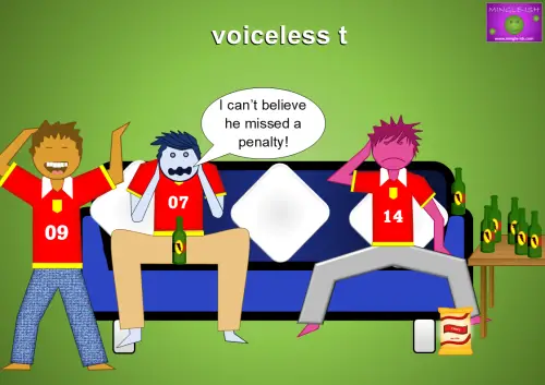 Illustration showing the pronunciation of a past tense regular verb with a voiceless "t" sound.