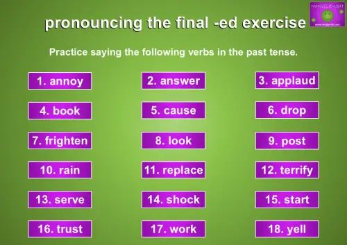 pronouncing the final -ed exercise