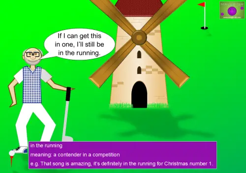 run idioms - in the running
