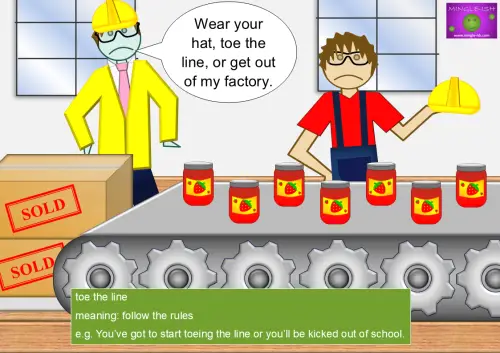 running idioms - toe the line with meaning and examples