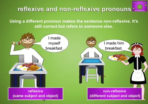 reflexive and non-reflexive pronouns example.