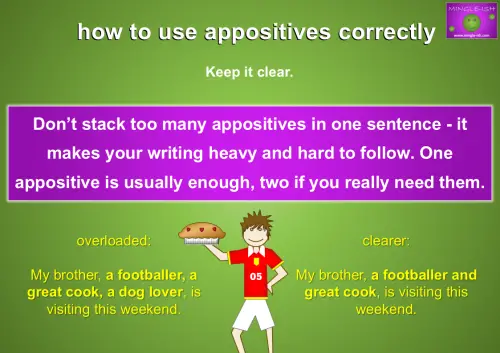 how to use appositives correctly - keep it clear