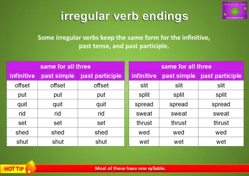 irregular verb ending patterns - all the same