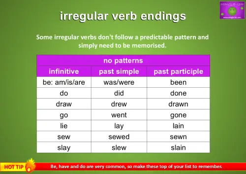 irregular verb ending patterns - the rest