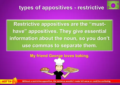 restrictive appositive meaning and example
