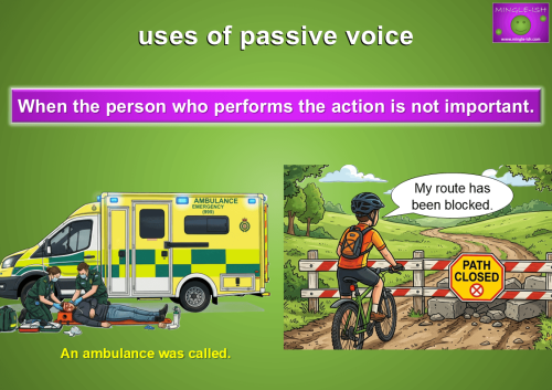 Passive voice when the agent is not important with example sentence