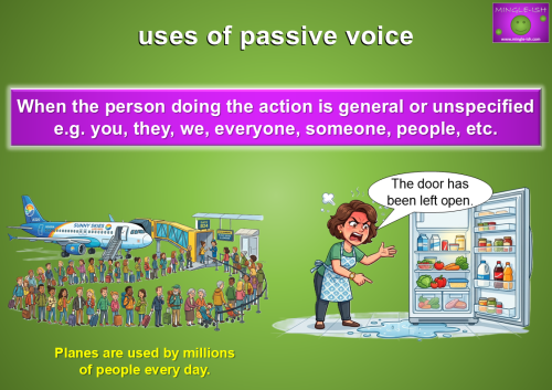 Passive voice when the agent is unspecified with example sentence