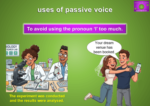 Passive voice to avoid using I too often with example sentence