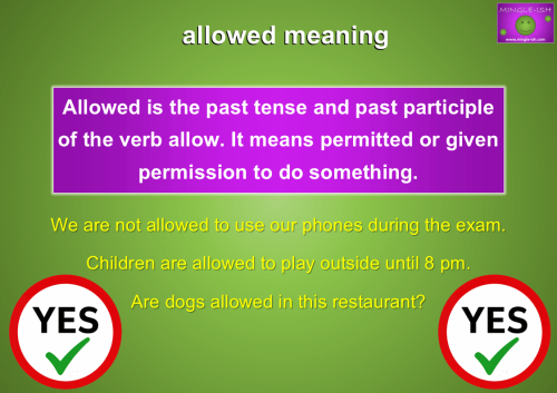Allowed meaning showing permission in the aloud vs allowed homophones guide