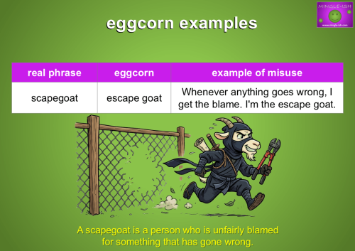 Scapegoat meaning and eggcorn escape goat example